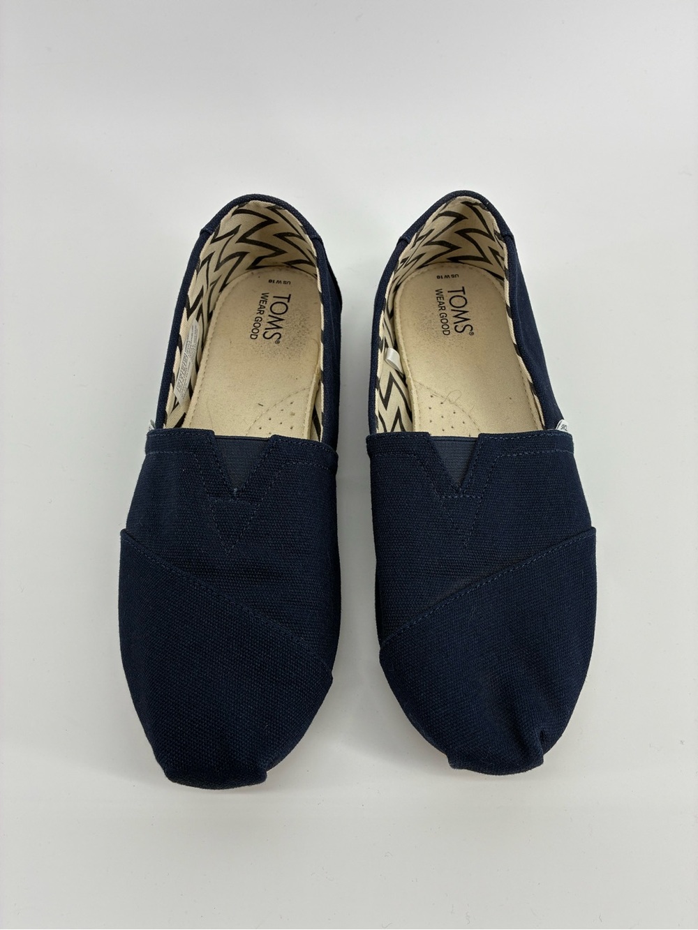 Toms Canvas Slip-On Shoes - Navy with Chevron Lining